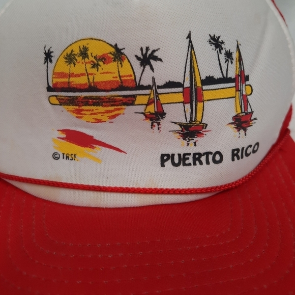 Vintage 80s Puerto Rico Snap Back Foam Trucker Hat Baseball Cap - Picture 8 of 10